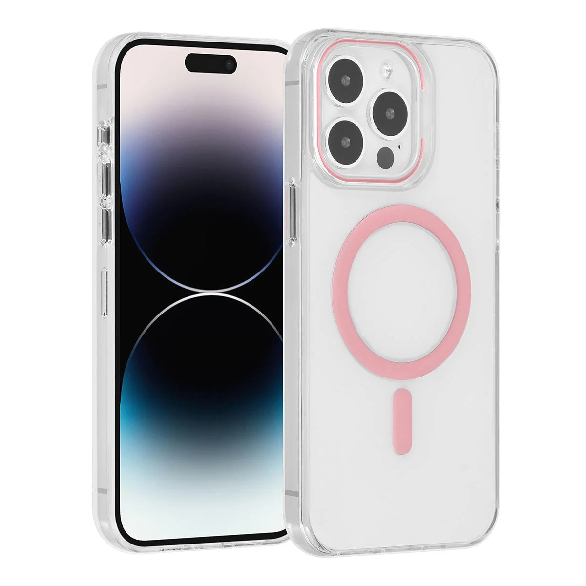 Tuniq iPhone 15 Pro Max - MagSafe Σκληρή Θήκη με Πλαίσιο Σιλικόνης - Διάφανη / Ροζ