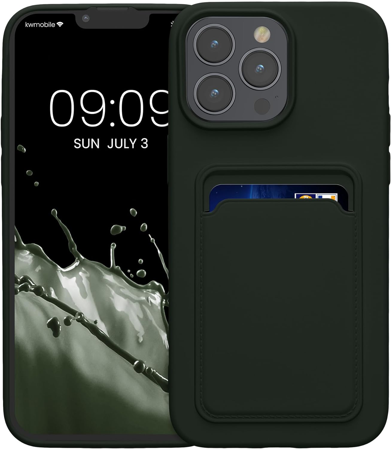 KW iPhone 15 Pro Max Θήκη Σιλικόνης TPU με Υποδοχή για Κάρτα - Dark Green
