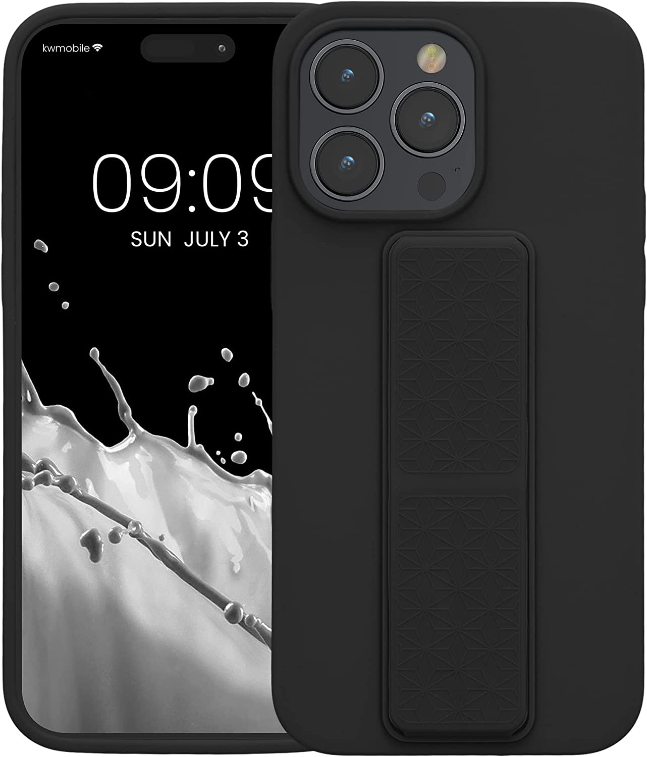 KW iPhone 14 Pro Max Θήκη Σιλικόνης με Finger Holder και Stand - Black - 60407.01