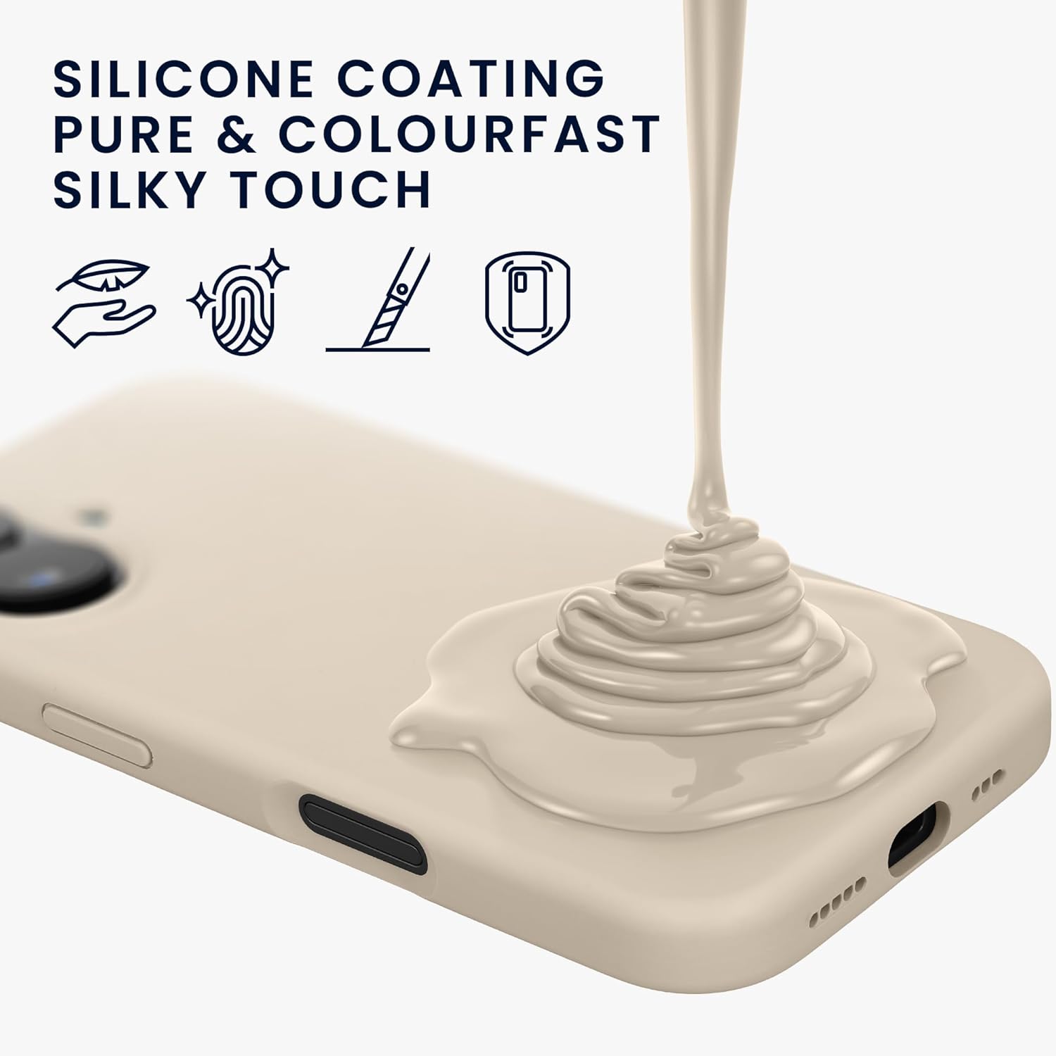 KW iPhone 16 Θήκη Σιλικόνης Rubberized TPU - Cream