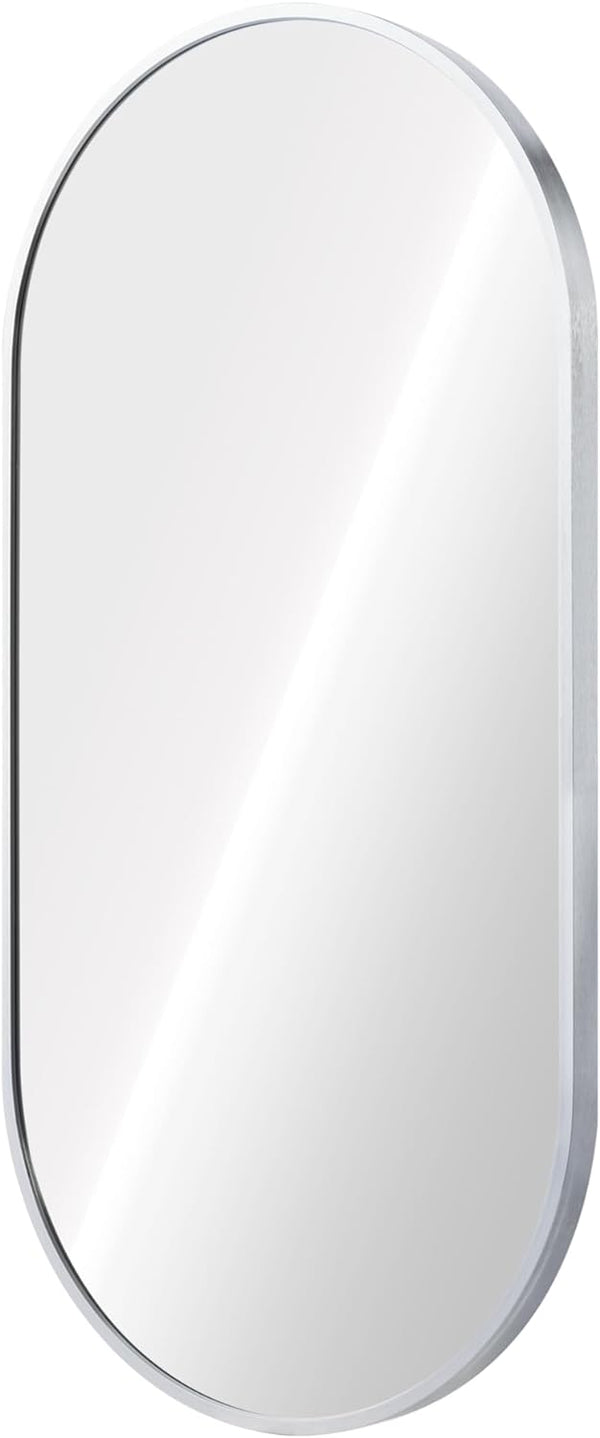 Navaris Οβάλ Καθρέπτης Τοίχου - 75 x 38 x 3 cm - Silver - 59011.02