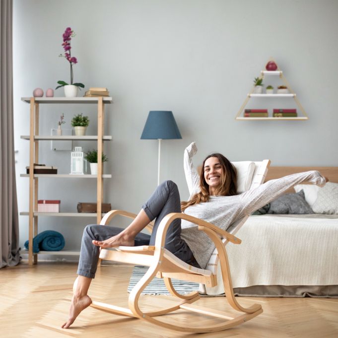 Relaxdays Διακοσμητικό Ράφι Τοίχου με 3 Διαμερίσματα σε Σχήμα Πυραμίδας - 54 x 62 x 15 cm - White / Gold - 4052025374136