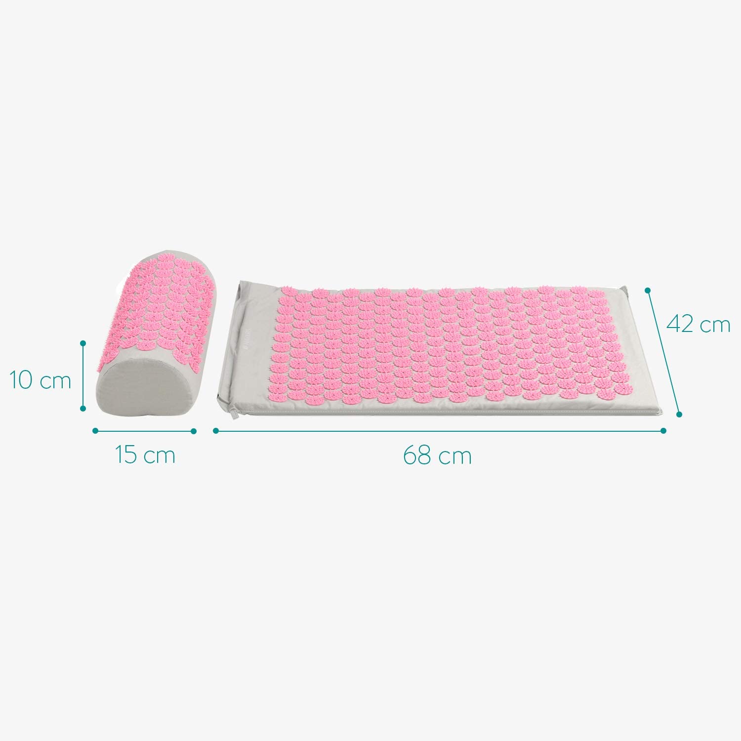 Navaris 2-in-1 Acupressure Mat and Pillow Set Σετ 2 σε 1 Χαλάκι και Μαξιλάρι Μασάζ - Grey / Pink - 43899.22