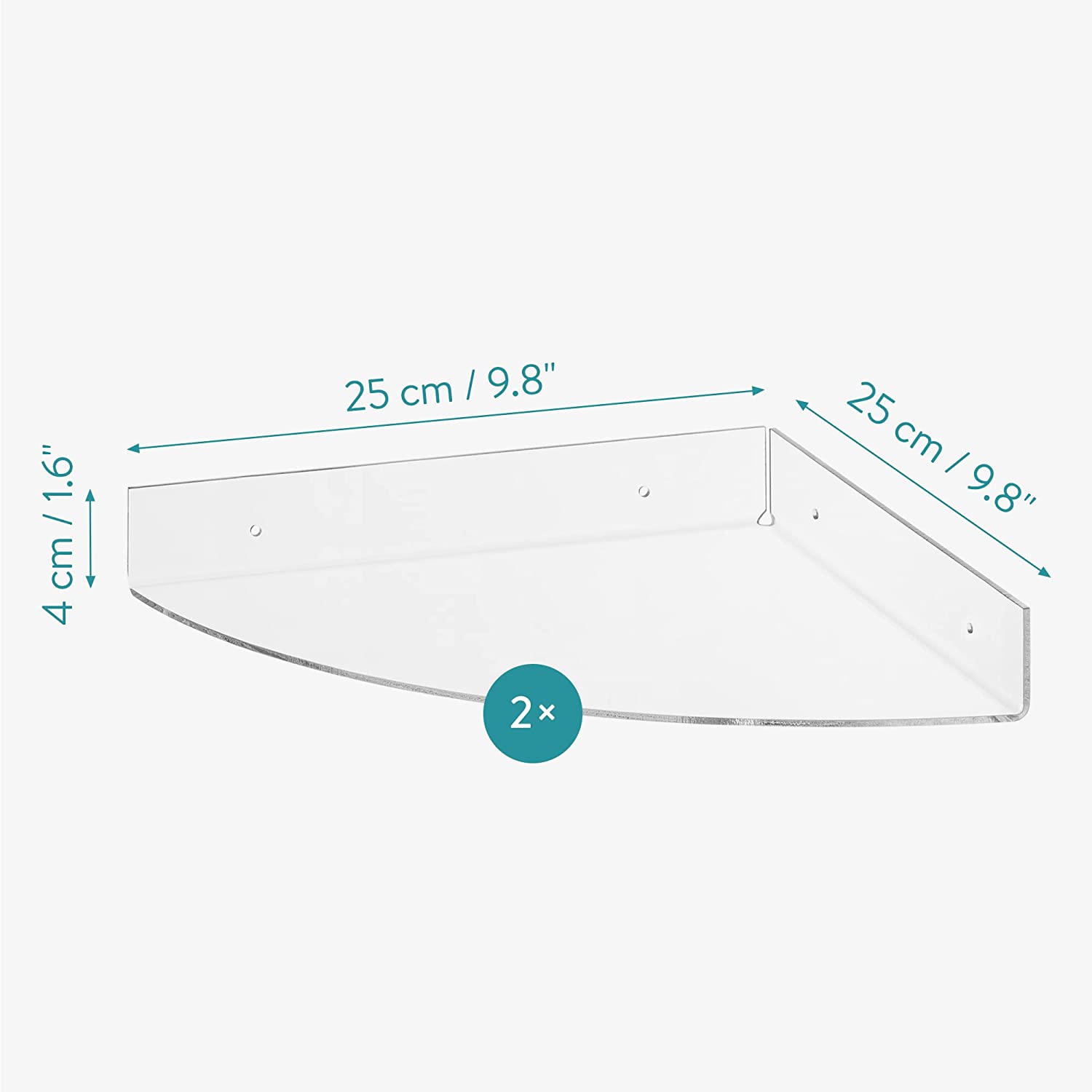 Navaris Σετ με 2 Ακρυλικά Γωνιακά Ράφια Ντουζιέρας με Αυτοκόλλητο - Διάφανα - 58853.01