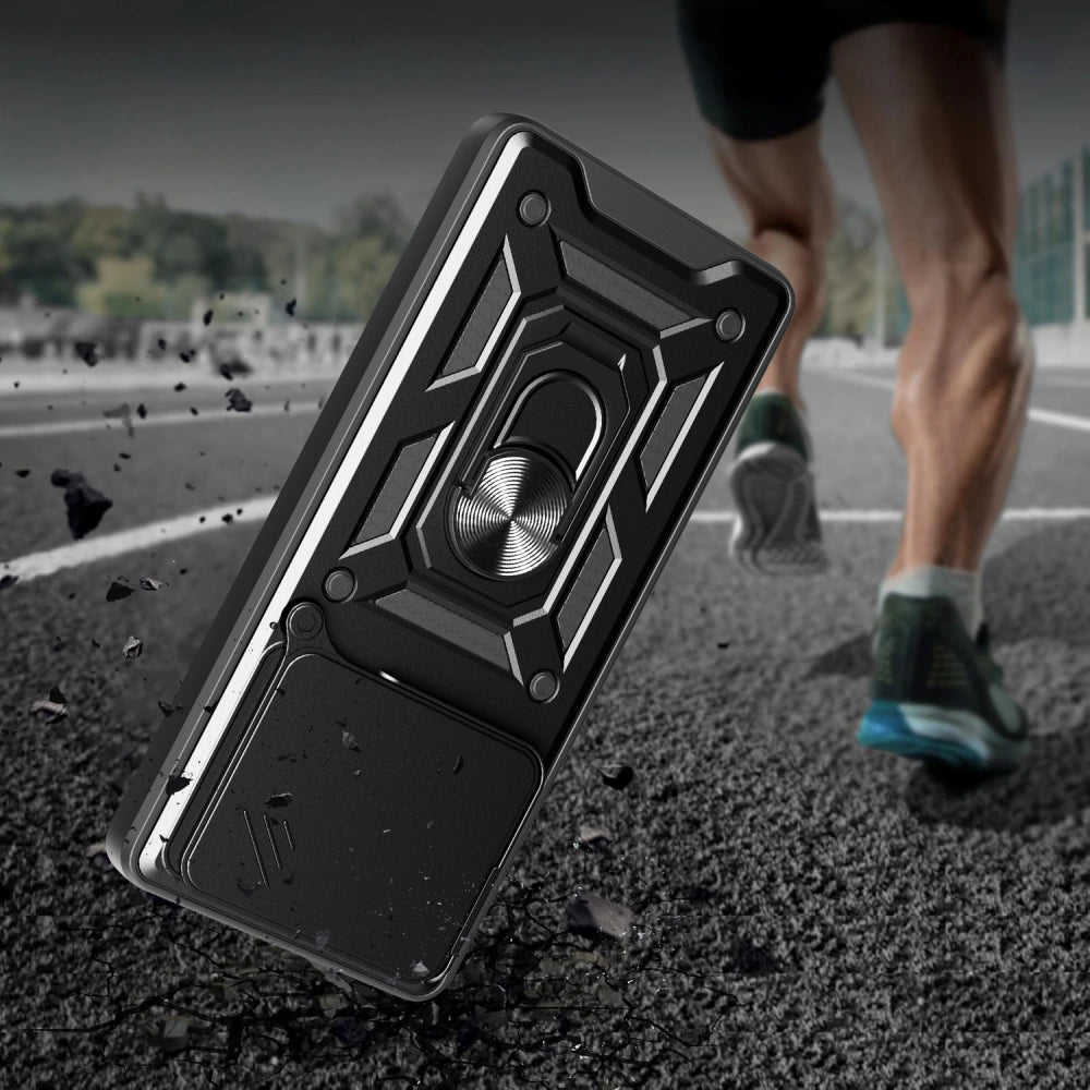 Tech-Protect Xiaomi Poco M7 Pro 5G Camshield Pro Σκληρή Θήκη με Πλαίσιο Σιλικόνης και Δαχτυλίδι Συγκράτησης - Black