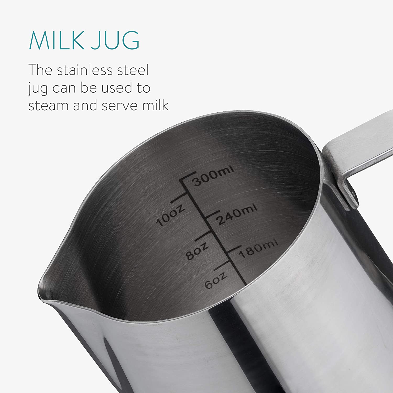 Navaris Πατητήρι Εσπρέσο με Βάση Σιλικόνης και Κανάτα Γάλακτος - Silver - 53238.01.02