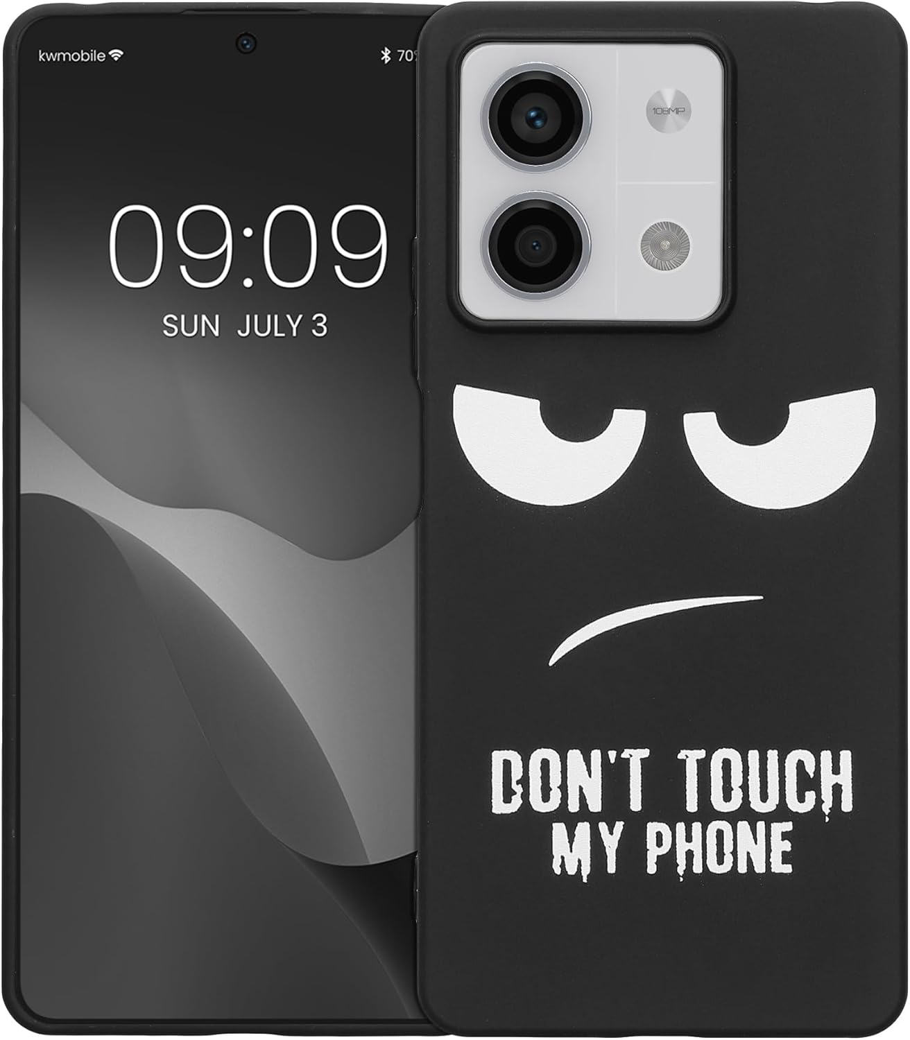 KW Xiaomi Redmi Note 13 5G Λεπτή Θήκη Σιλικόνης TPU - Design Don't Touch My Phone - Black / White