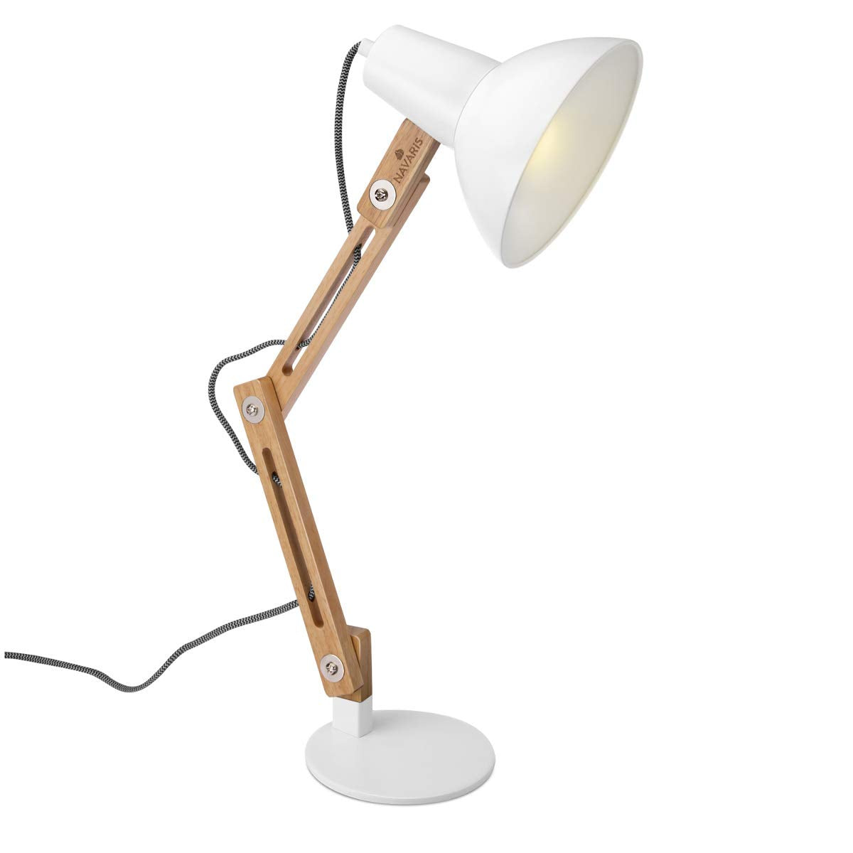 Navaris Wooden Desk Lamp Επιτραπέζιο Φωτιστικό από Ξύλο - Brown / White - 49125.02