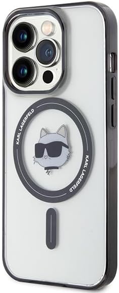 Karl Lagerfeld iPhone 15 Pro Max - IML Choupette's Head Magsafe Σκληρή Θήκη με Πλαίσιο Σιλικόνης και MagSafe - Διάφανη / Black - KLHMP15XHCHNOTK