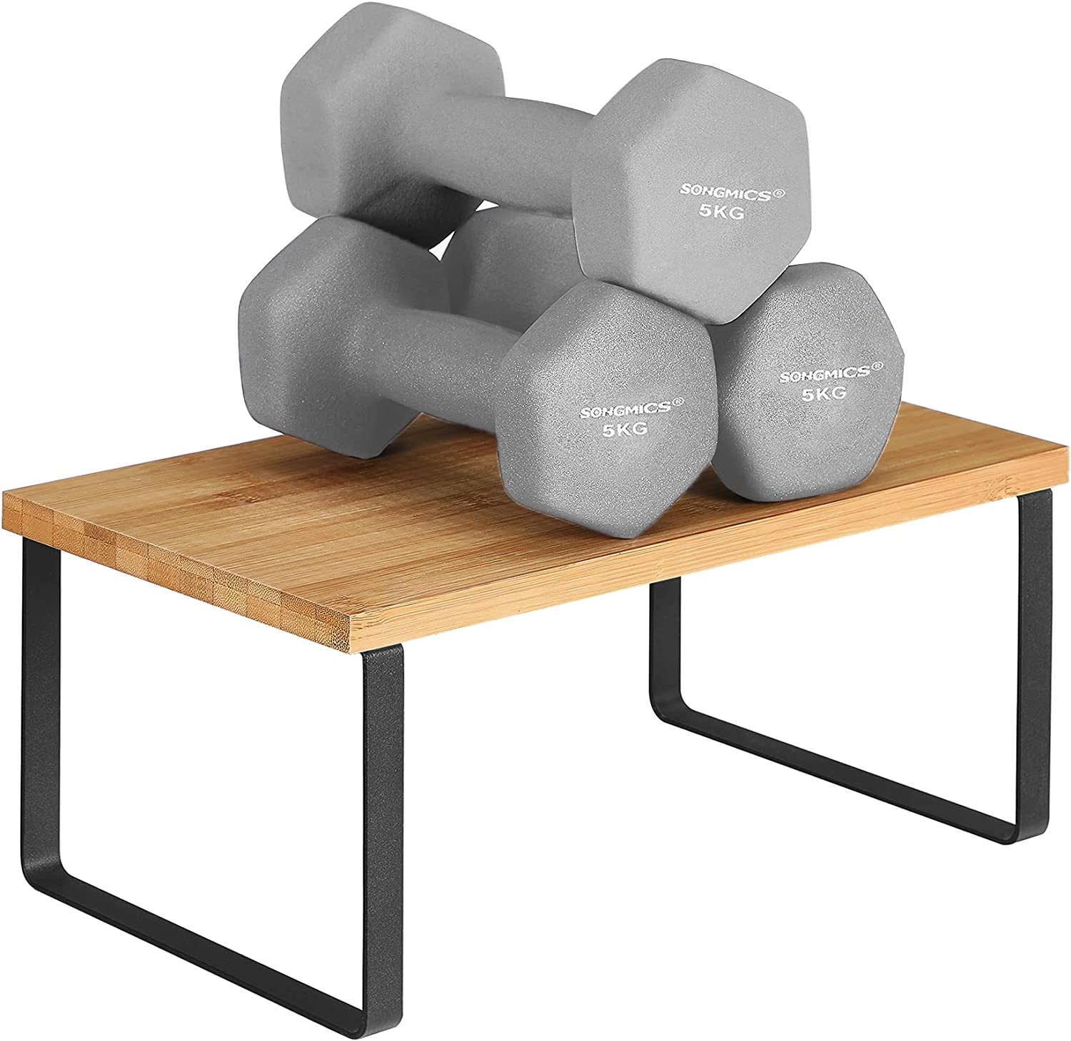 Songmics Σετ με 2 Ξύλινα Ράφια για τον Πάγκο - ‎Black / Natural - KCS02NB