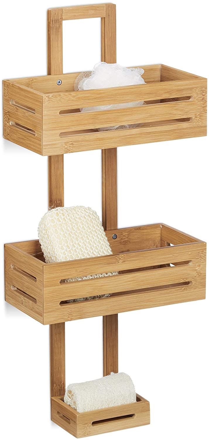 Relaxdays Ράφι Ντουζιέρας από Μπαμπού - Natural - 4052025203115