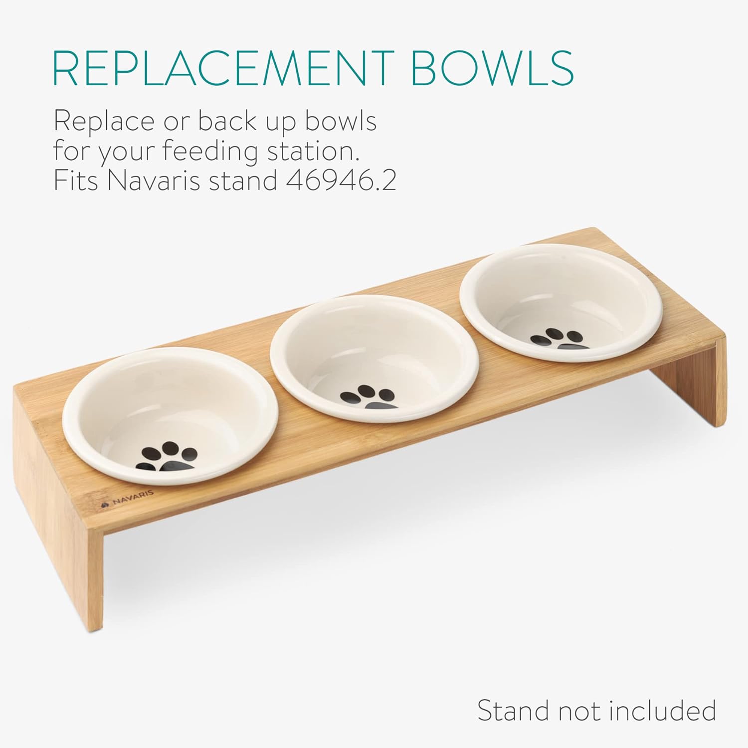 Navaris Cat Bowls - Σετ με 3 Ανταλλακτικά Μπολ Φαγητού και Νερού - 320 ml - White - 51398.05