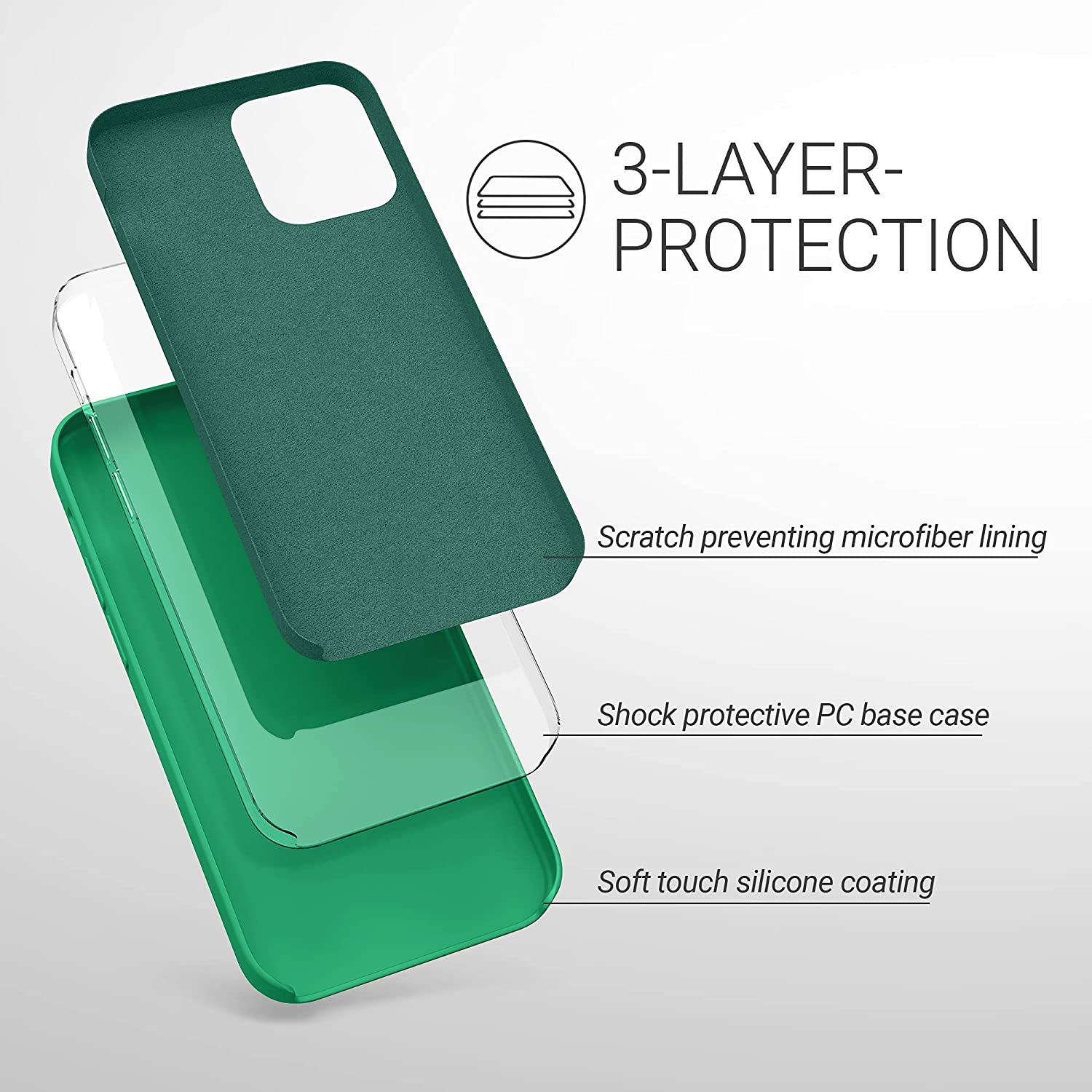 KW iPhone 12 Pro Max Θήκη Σιλικόνης Rubber TPU - Emerald Green - 52644.142