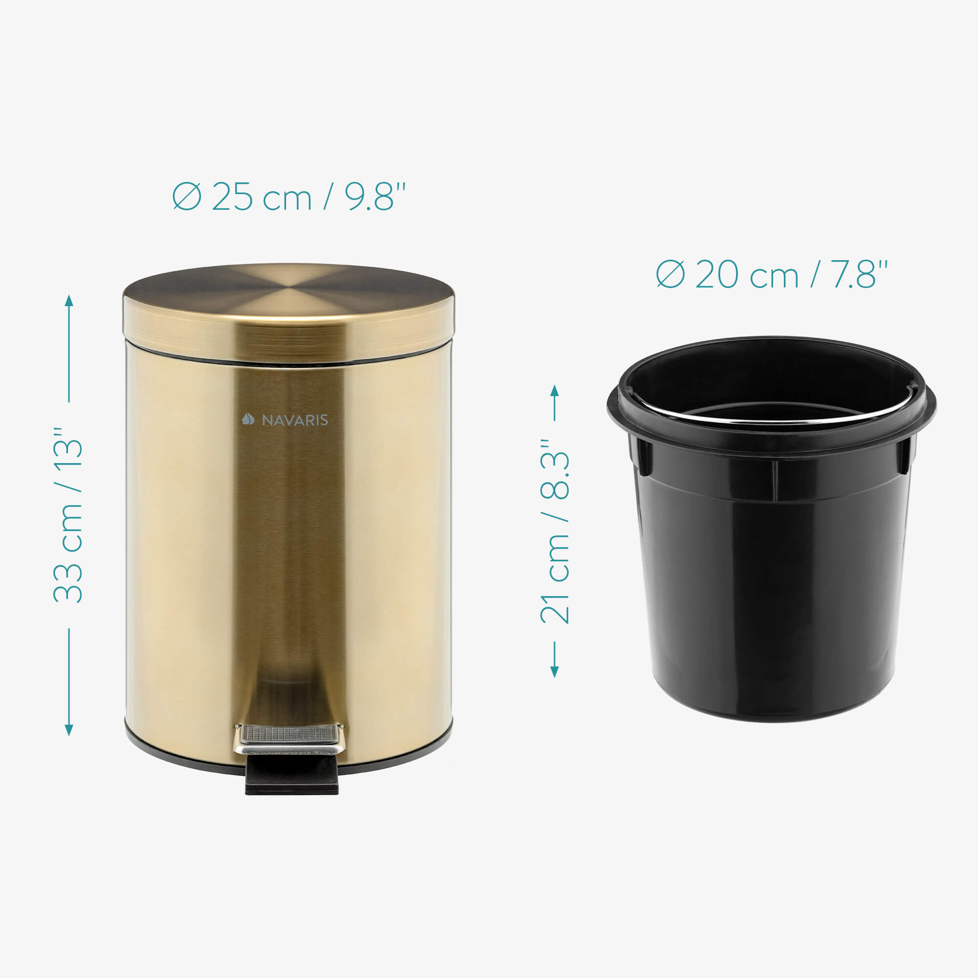 Navaris Κάδος Απορριμμάτων για το Μπάνιο - 5L - Gold - 55942.21