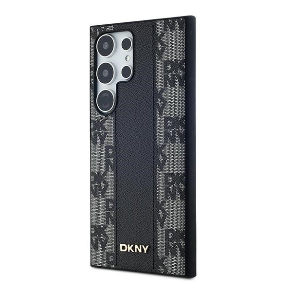 DKNY Samsung Galaxy S24 Ultra - Leather Checkered Mono Pattern MagSafe Σκληρή Θήκη με Επένδυση Συνθετικού Δέρματος - Black