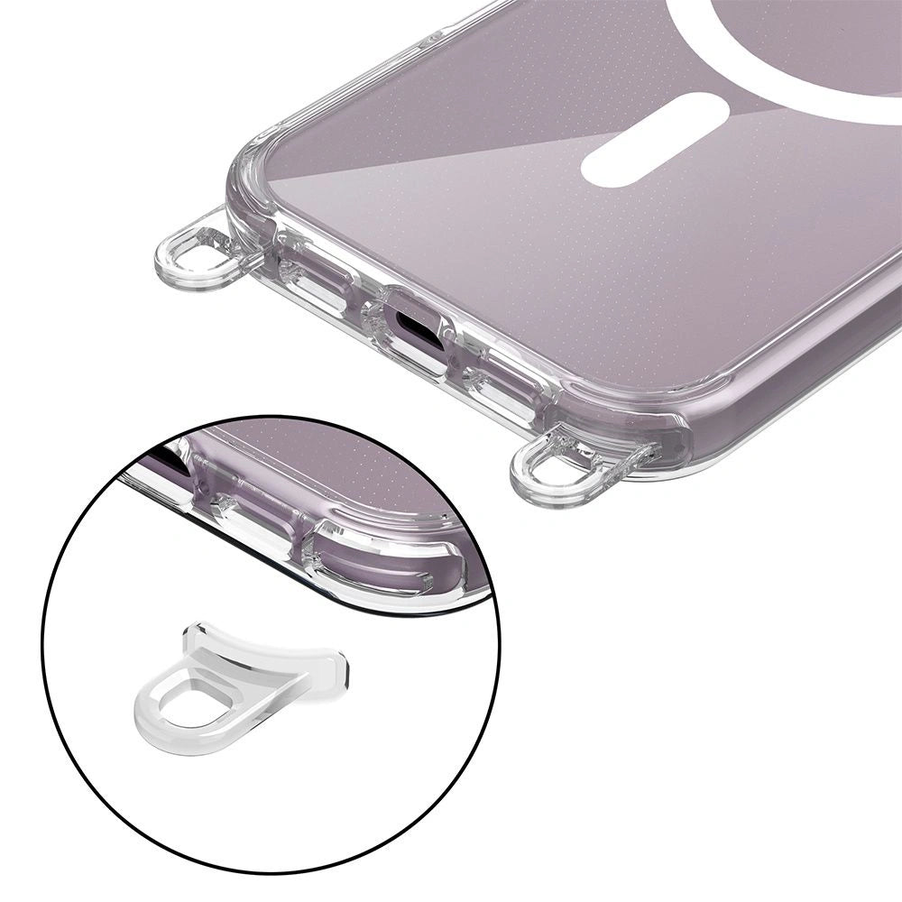 Tech-Protect iPhone 16e Flexair Chain MagSafe Σκληρή Θήκη με Πλαίσιο Σιλικόνης και 2 Λουράκια - Διάφανη - Black / Taupe