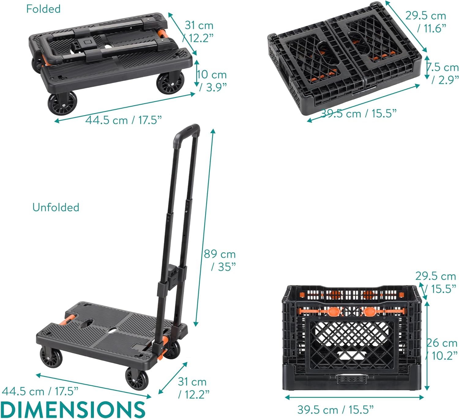 Navaris Αναδιπλούμενο Καρότσι / Tελάρο Bαρέως Tύπου με Aθόρυβους Tροχούς - Black - 61416.01