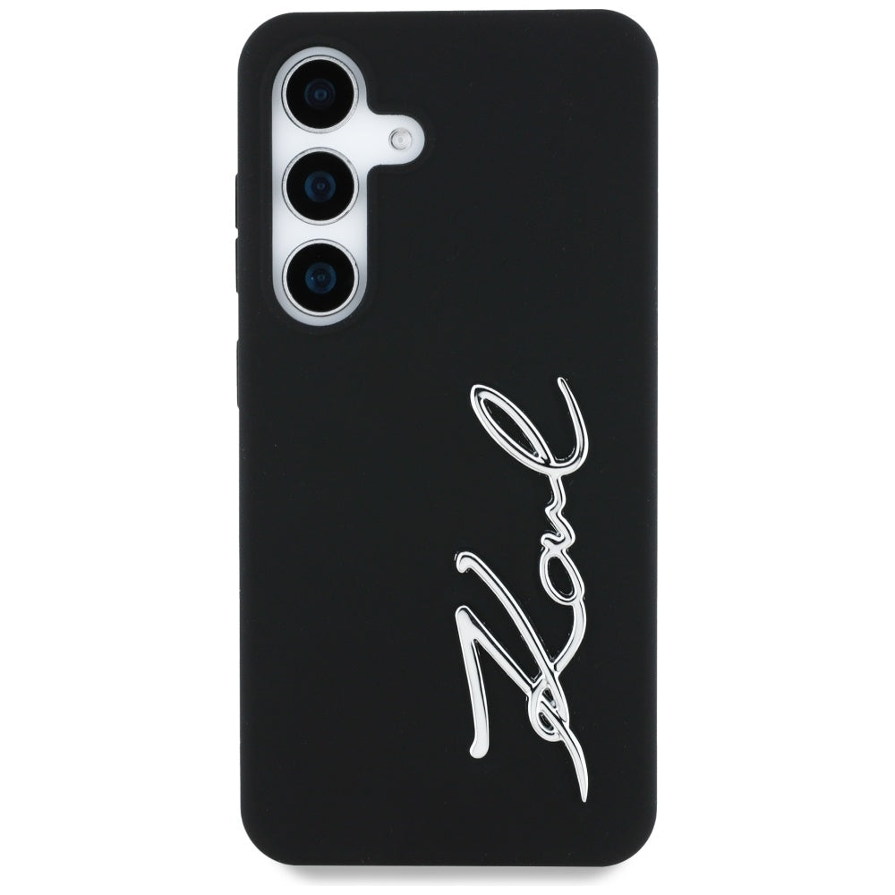 Karl Lagerfeld Samsung Galaxy S25 - Silicone Metal Signature Logo - Σκληρή Θήκη Σιλικόνης - Black - KLHCS25SSCMSMVK