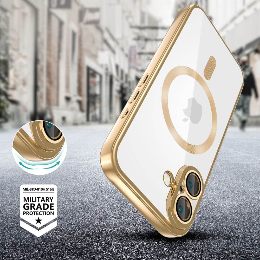 Tech-Protect iPhone 16 MagFlex Θήκη Σιλικόνης TPU με MagSafe - Διάφανη / Shiny Gold