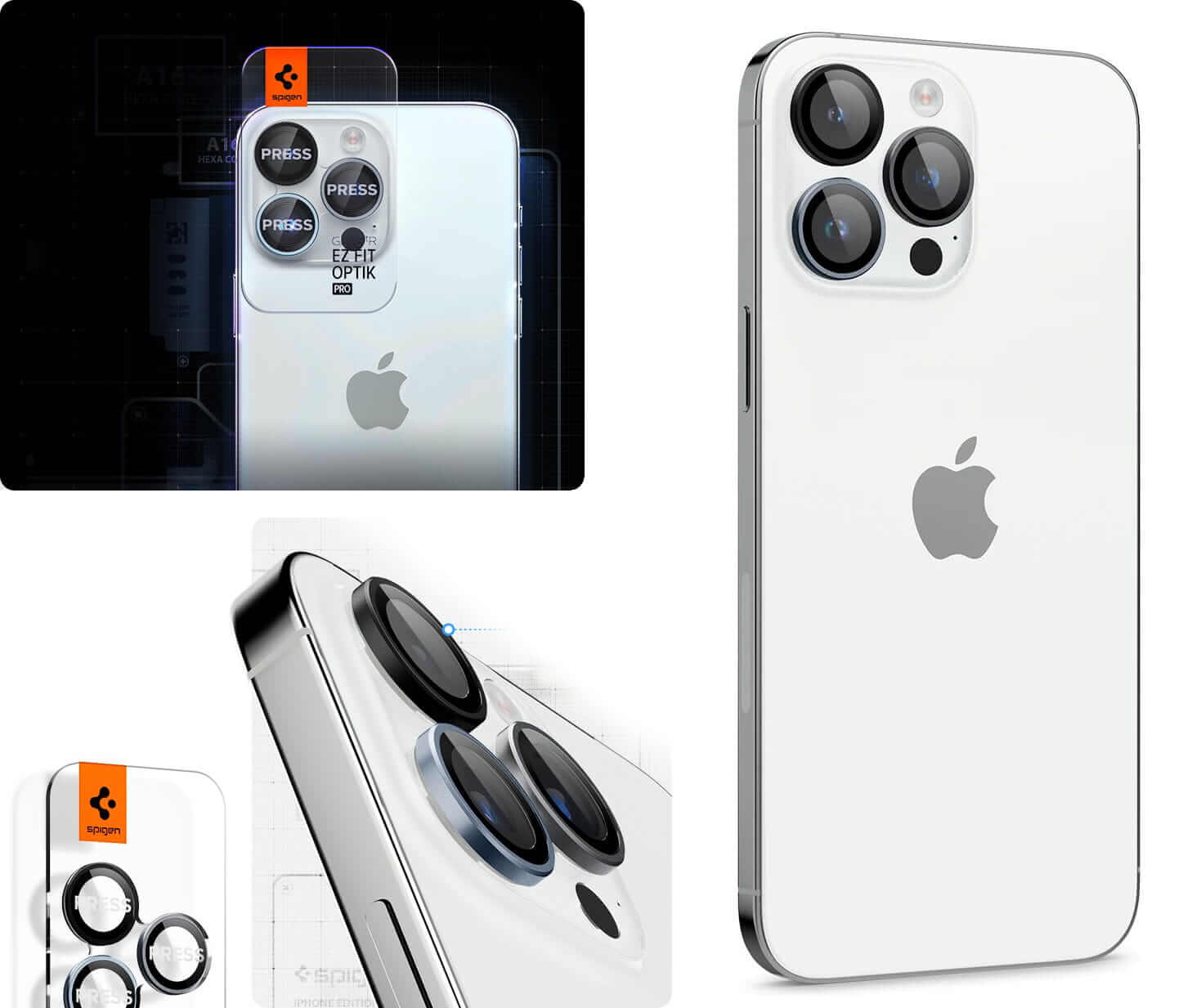 Spigen iPhone 14 Pro / 14 Pro Max / 15 Pro / 15 Pro Max Optik.TR EZ Fit Αντιχαρακτικό Γυαλί για την Κάμερα - 2 Τεμάχια - Zero One