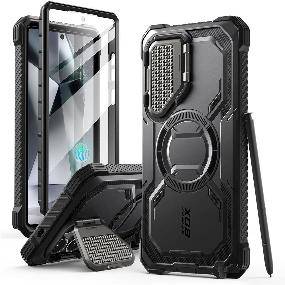 Supcase Samsung Galaxy S25 Ultra Armorbox Magsafe Σκληρή Θήκη με Προστασία Οθόνης και Κάλυμμα Κάμερας / Stand - Black