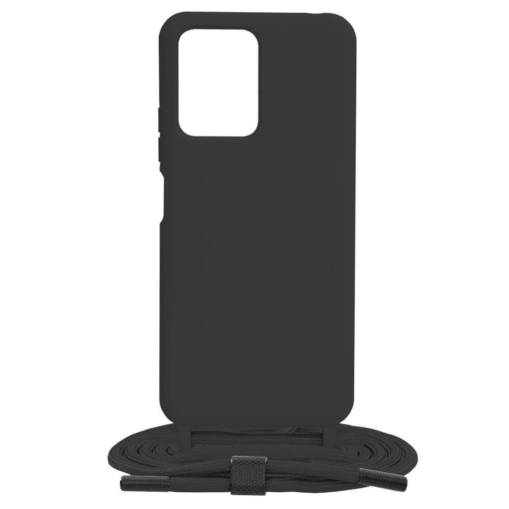 Techsuit Xiaomi Redmi Note 12 5G / Poco X5 5G Crossbody Lanyard Θήκη Σιλικόνης TPU με Λουράκι - Black