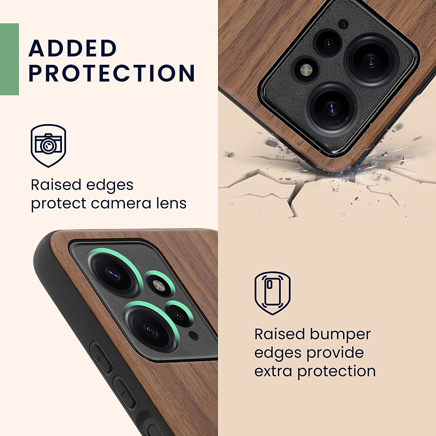 KW Xiaomi Redmi Note 12 4G Θήκη από Φυσικό Ξύλο - Design Navigational Compass - Dark Brown - 61179.01