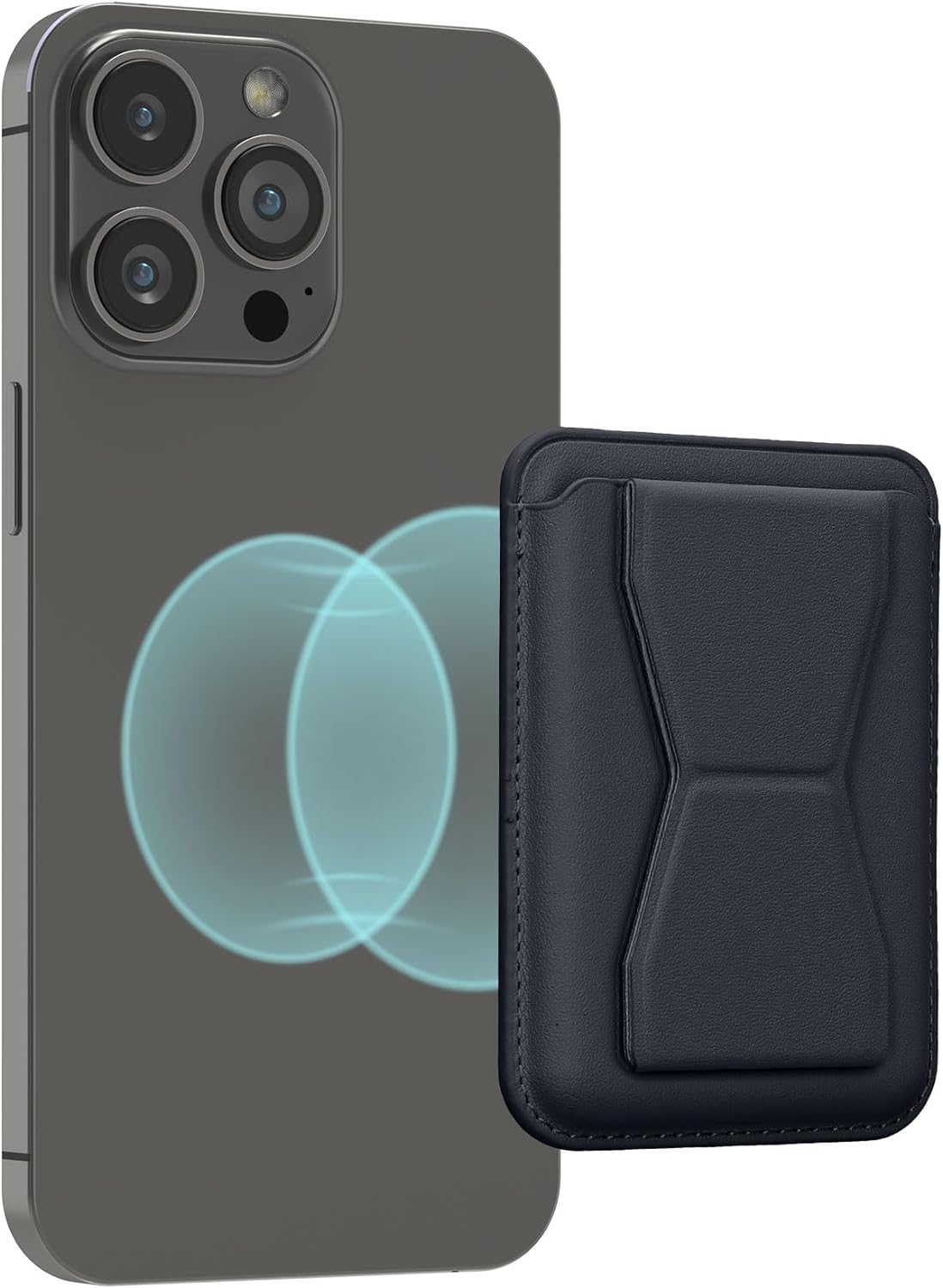 KW iPhone Μαγνητική Θήκη για Πιστωτικές Κάρτες από Συνθετικό Δέρμα με Stand - Dark Blue