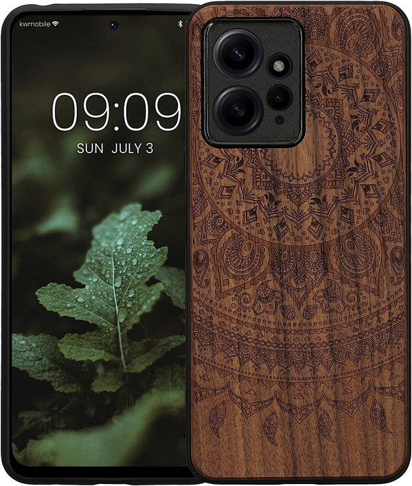 KW Xiaomi Redmi Note 12 4G Θήκη από Φυσικό Ξύλο - Design Indian Sun - Dark Brown - 61179.03
