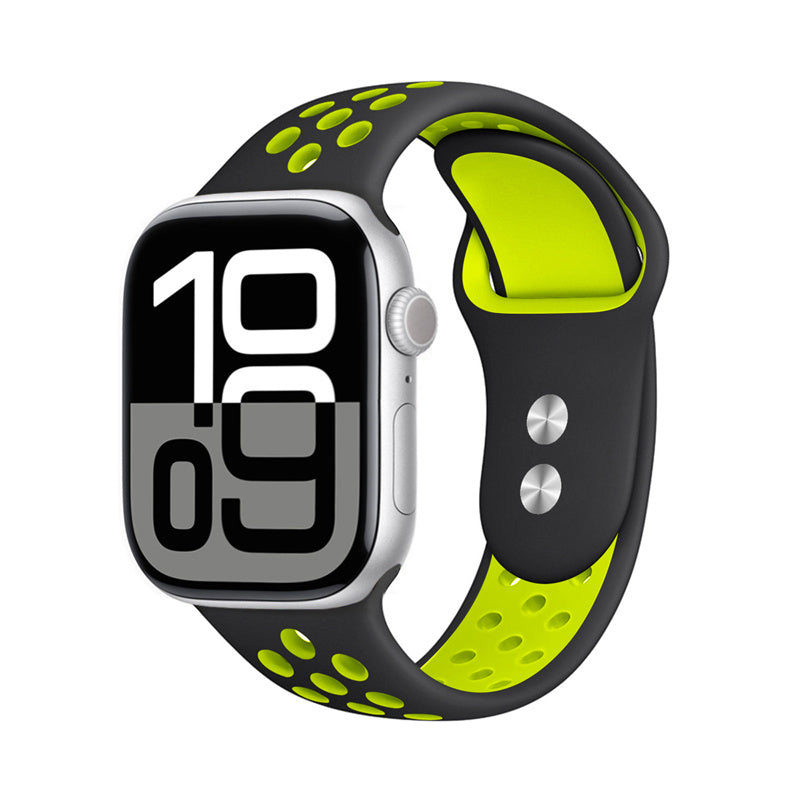 Crong Λουράκι Apple Watch 2/3/4/5/6/7/8/9/10/11 - SE (1/2/3) - 38/40/41/42mm Duo Sport - Lime / Black