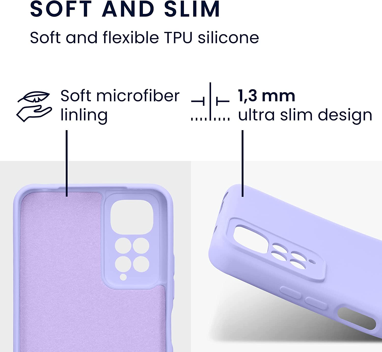 KW Xiaomi Redmi Note 11 / Redmi Note 11S Θήκη Σιλικόνης Rubber TPU - Light Lavender - 57918.139