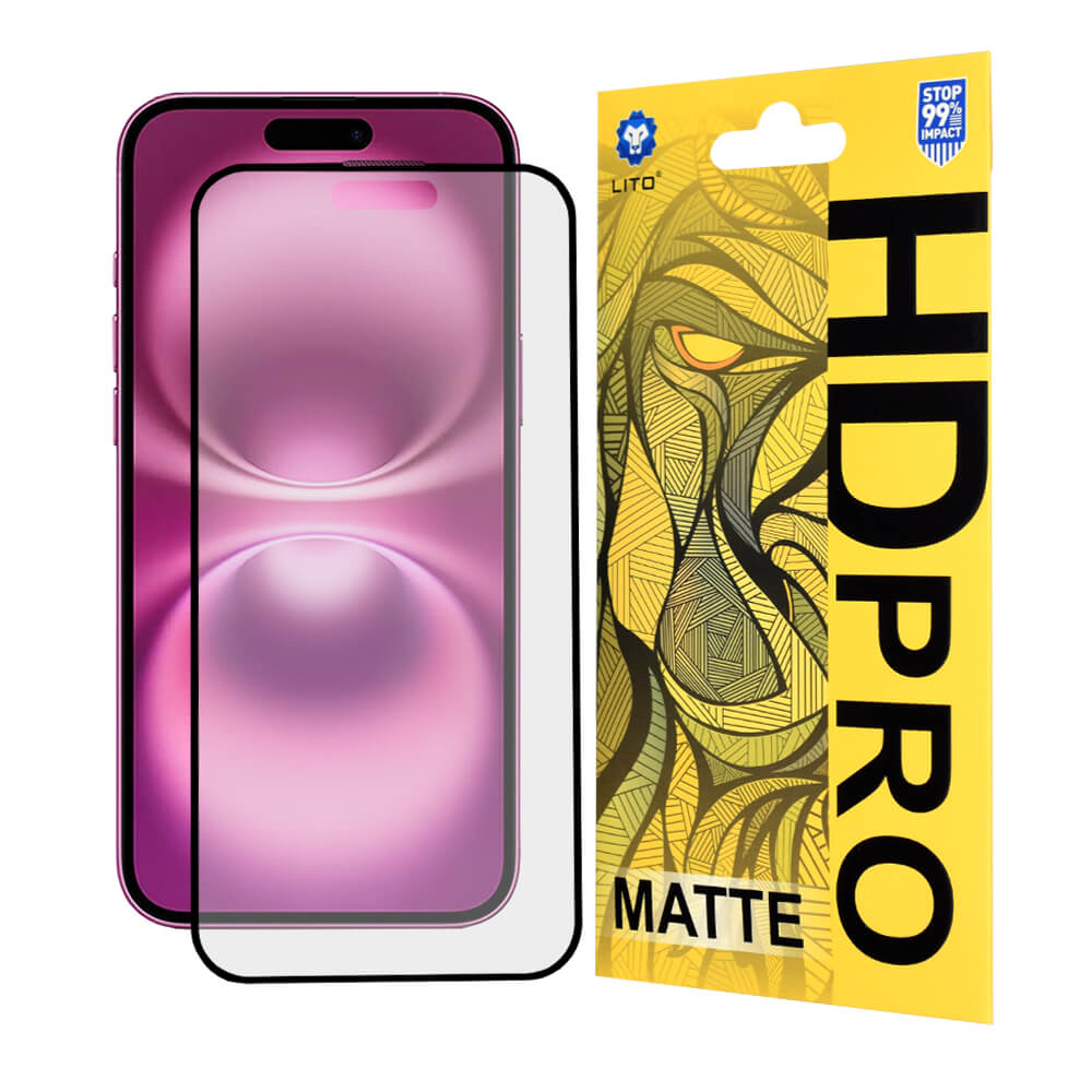 Lito iPhone 16 Plus HD Pro Matte Αντιχαρακτικό Γυαλί Οθόνης - Black