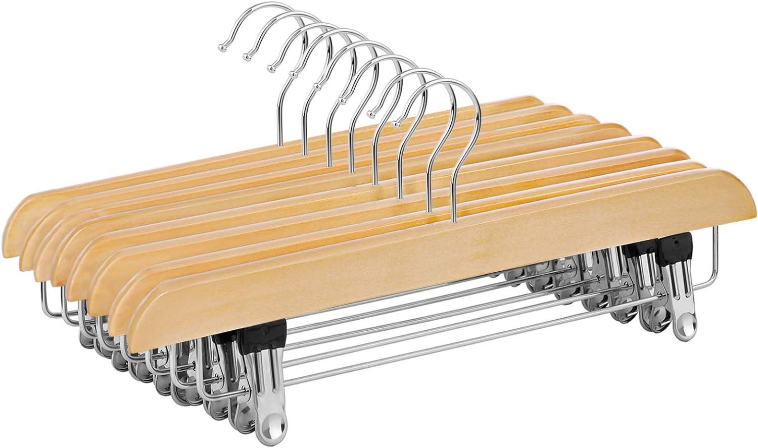 Songmics Σετ με 8 Ξύλινες Κρεμάστρες Παντελονιών - Natural - CRW008-8