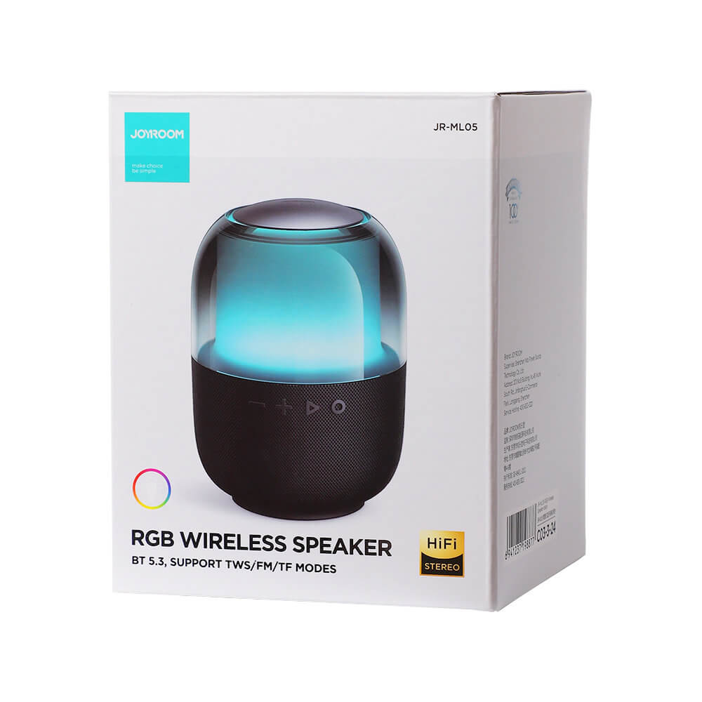 Joyroom Φορητό Ηχείο Bluetooth 5.3 με Φωτισμό RGB 8W - Black - JR-ML05