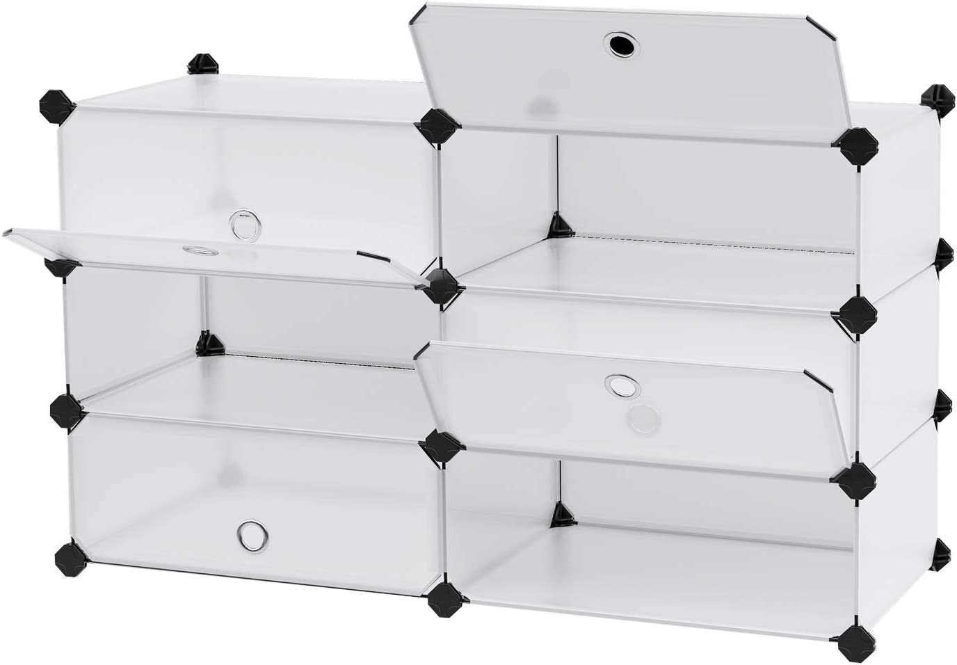 Songmics Πλαστική Παπουτσοθήκη με 6 Ράφια - 43 x 31 x 105cm - White - LPC06W