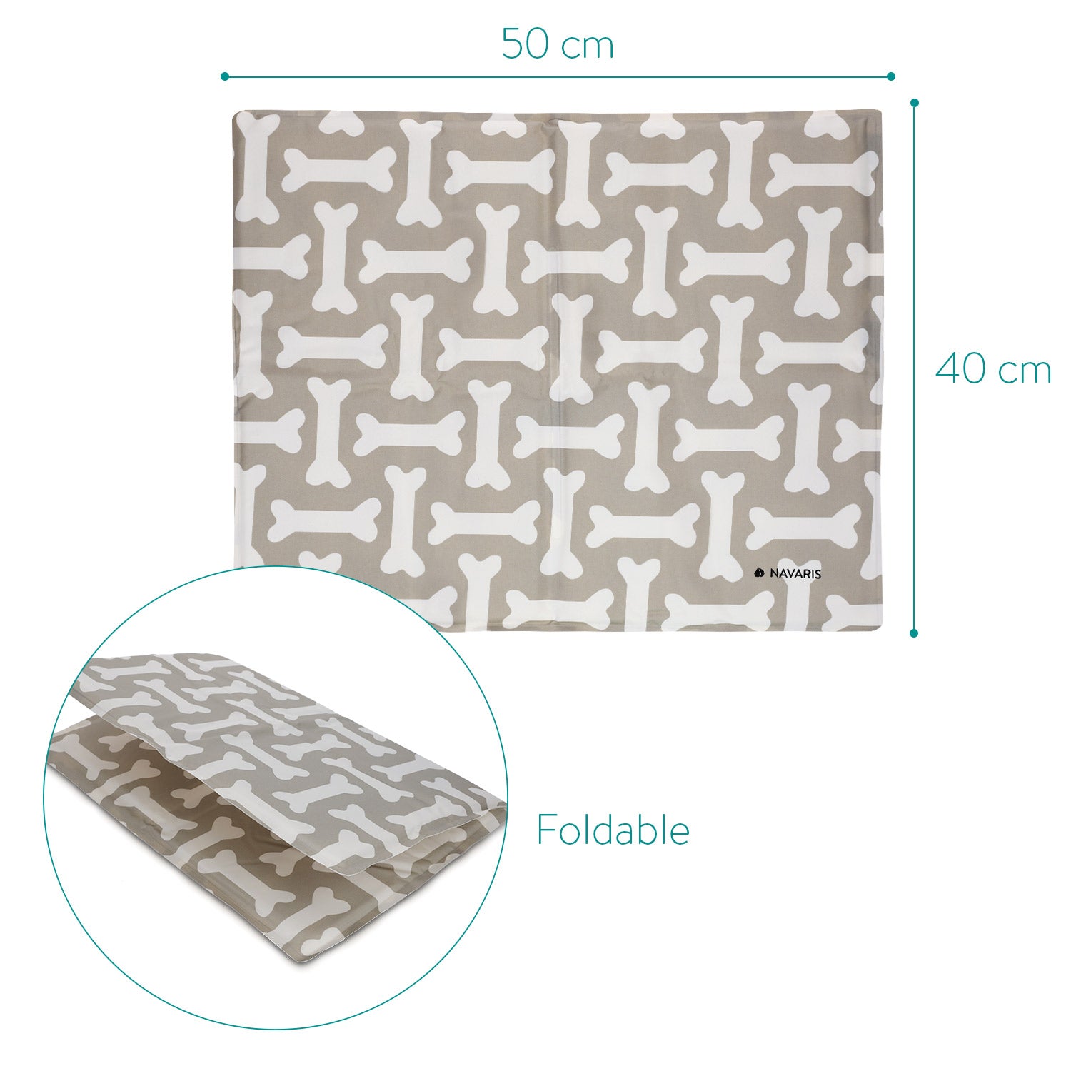 Navaris Pet Cooling Mat - Στρώμα Ψύξης για Κατοικίδια - Design Bone - 51240.1