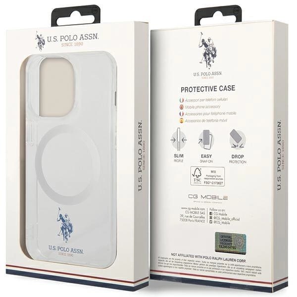 US Polo iPhone 15 Pro Max Transparent MagSafe Collection Σκληρή Θήκη με Πλαίσιο Σιλικόνης και MagSafe - Διάφανη