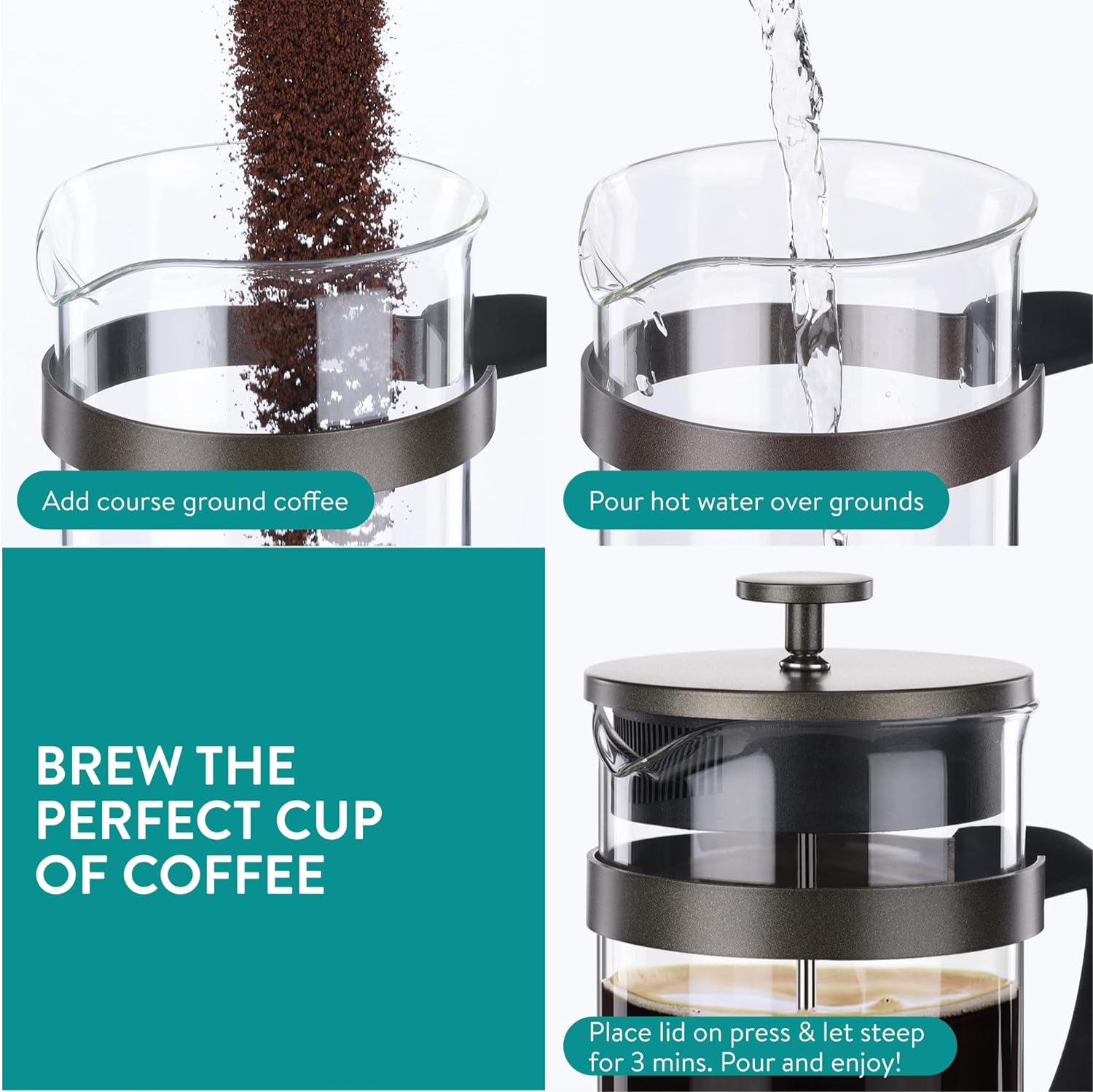 Navaris Γαλλική Καφετιέρα με Φίλτρο από Ανοξείδωτο Ατσάλι - 1000ml - Brown - 46547.03