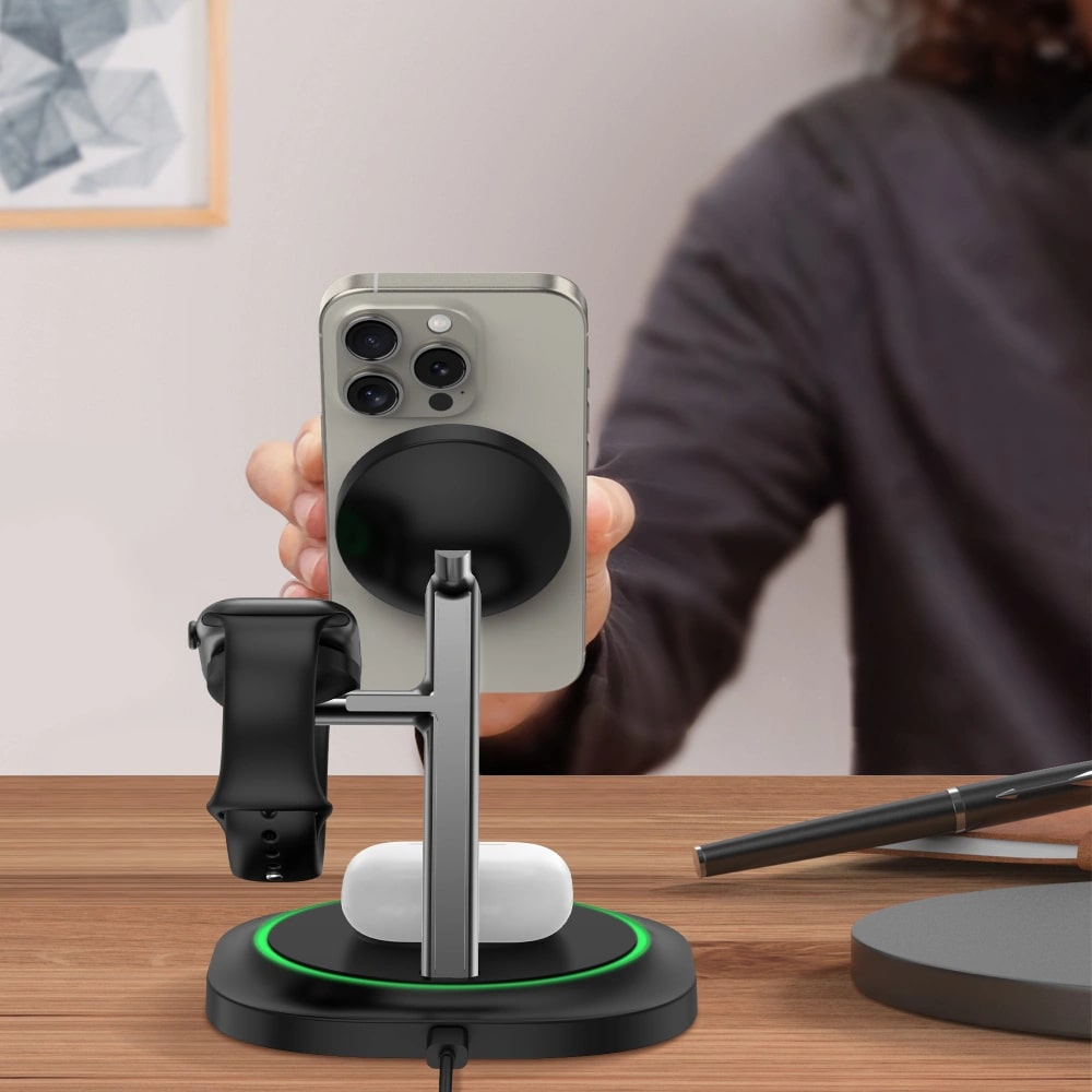 Tech-Protect QI15W-A46 3in1 Ασύρματος Μαγνητικός Φορτιστής MagSafe - Black