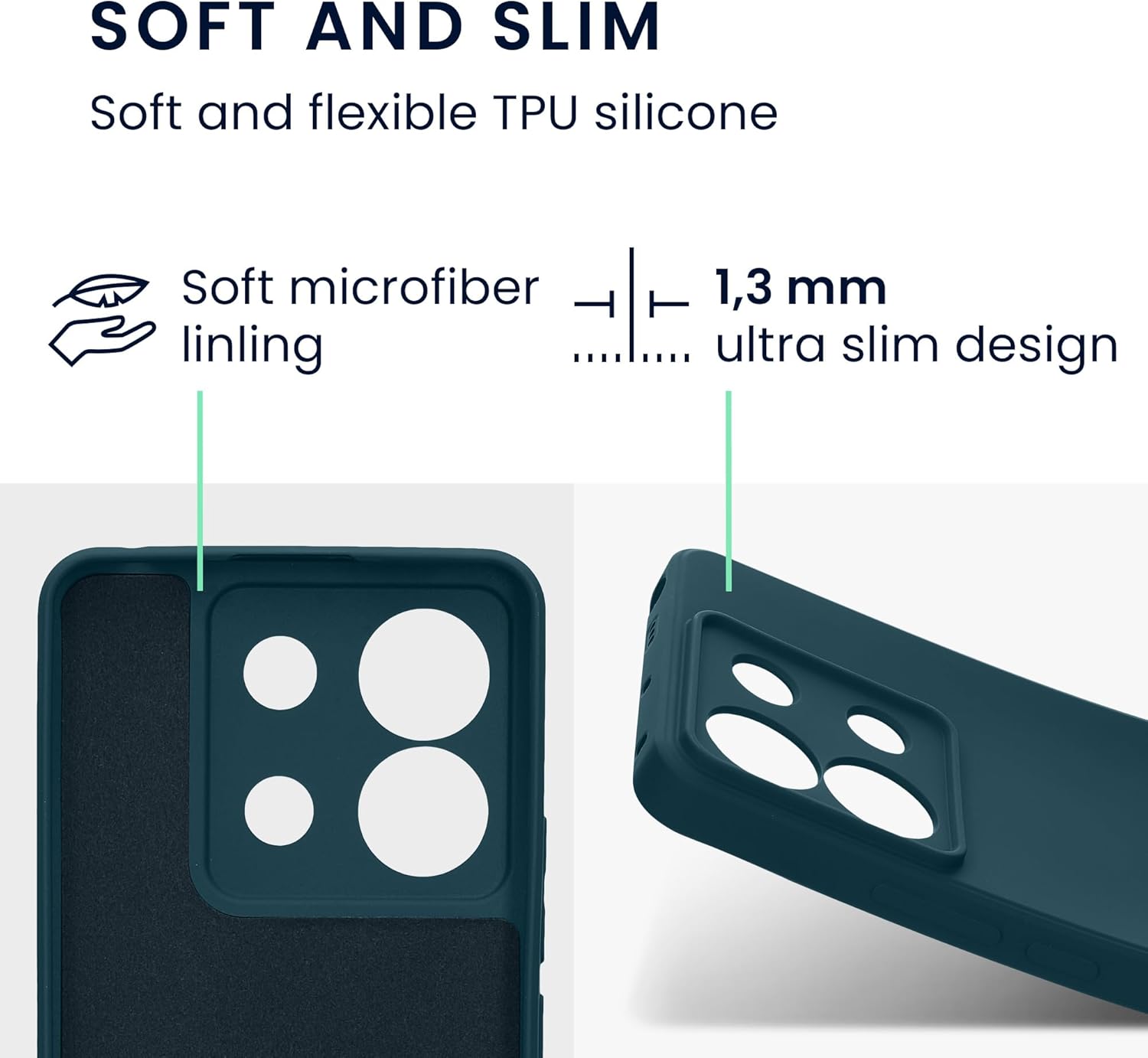 KW Xiaomi Redmi Note 13 Pro 5G / Poco X6 5G Λεπτή Θήκη Σιλικόνης Rubberized TPU - Matte Petrol