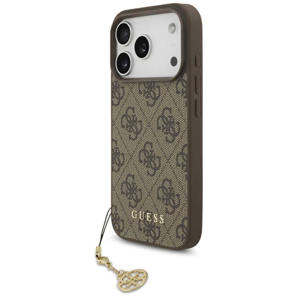 Guess iPhone 17 Pro - 4G Charms Collection MagSafe - Θήκη με Επένδυση Συνθετικού Δέρματος - Brown - GUHMP17LGF4GCW
