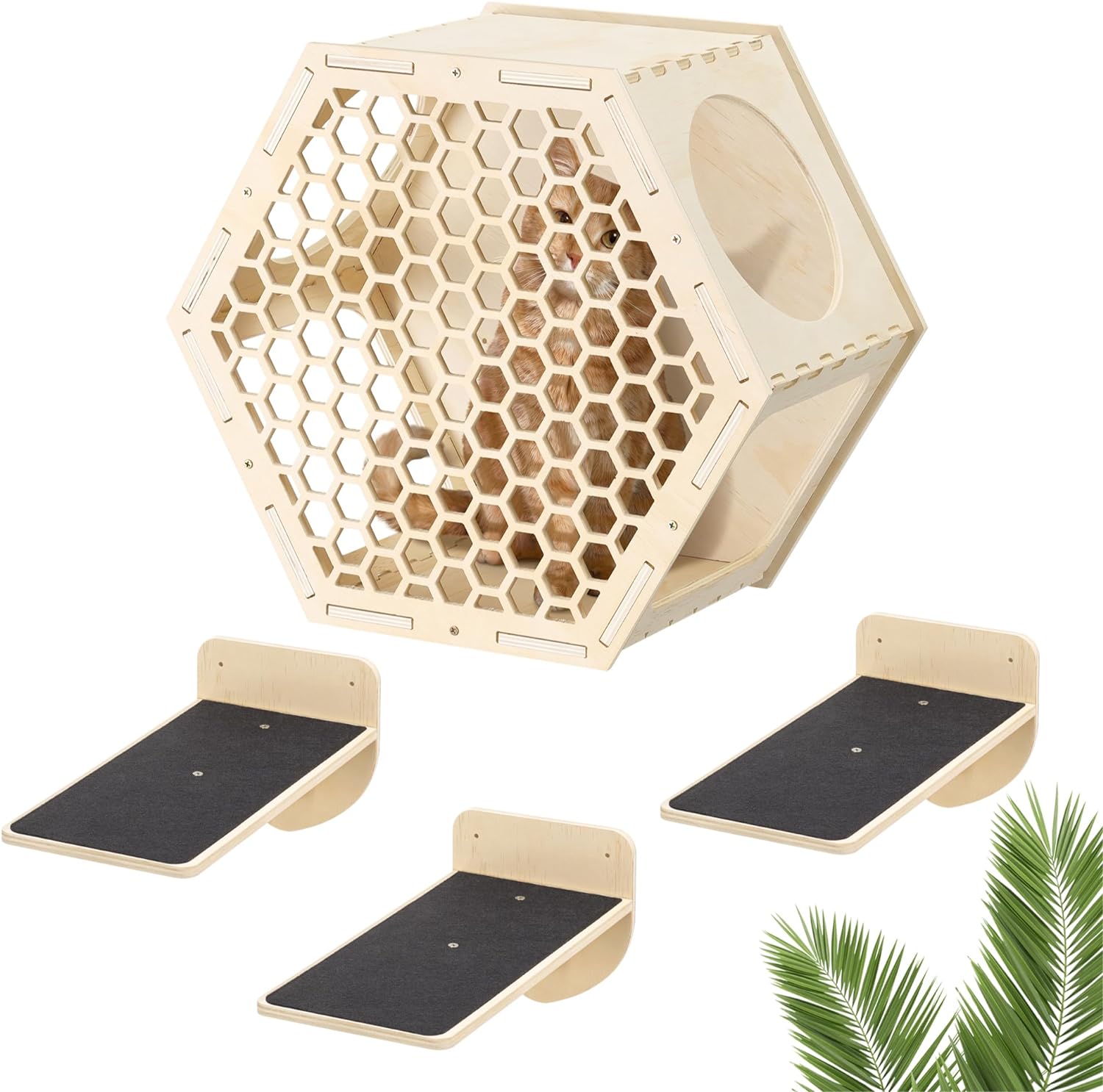 Navaris Επιτοίχιο Σετ 4 Τεμαχίων Αναρρίχησης για Γάτες - Light Brown - 61700.01