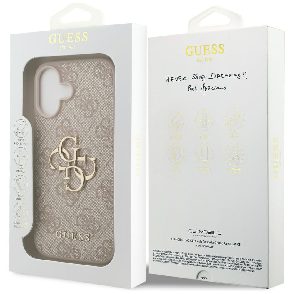 Guess iPhone 17 - 4G Big Logo - Σκληρή Θήκη με Πλαίσιο Σιλικόνης και Επένδυση Συνθετικού Δέρματος - Pink - GUHCP17S4GMGPI