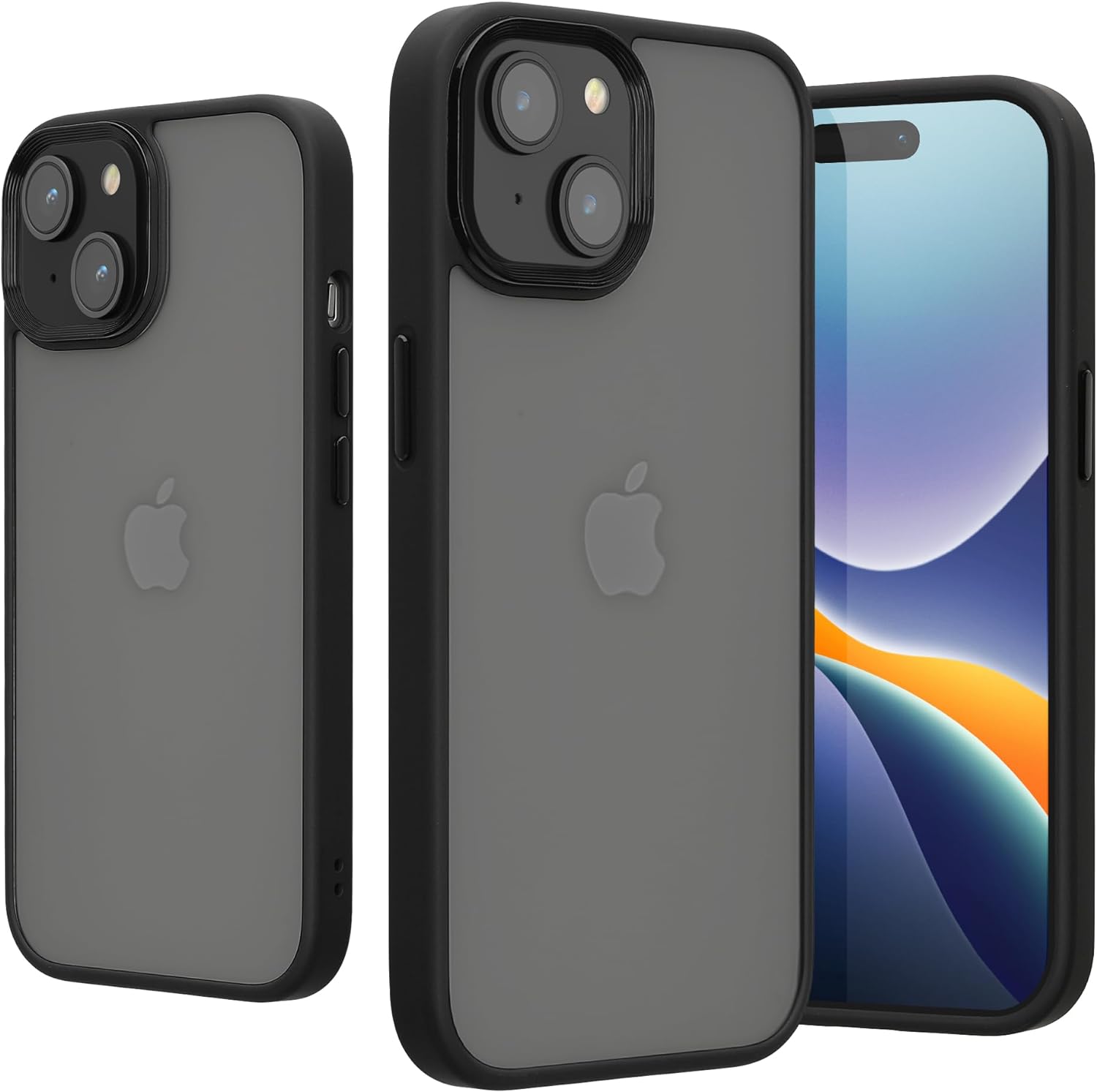 KW iPhone 15 Shockproof Σκληρή Θήκη με Πλαίσιο Σιλικόνης - Black / Matte Ημιδιάφανη - 61961.01