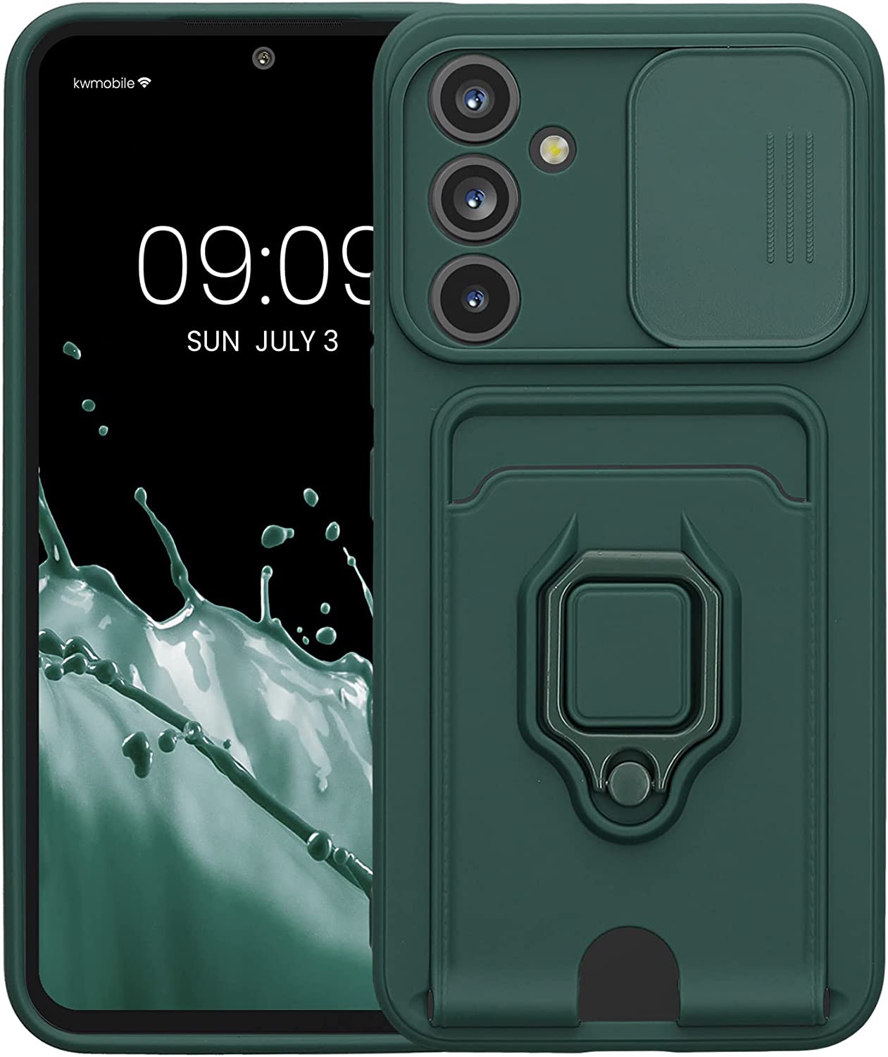 KW Samsung Galaxy A54 5G Θήκη Σιλικόνης με Κάλυμμα για την Κάμερα και Δαχτυλίδι Συγκράτησης - Moss Green - 61339.169