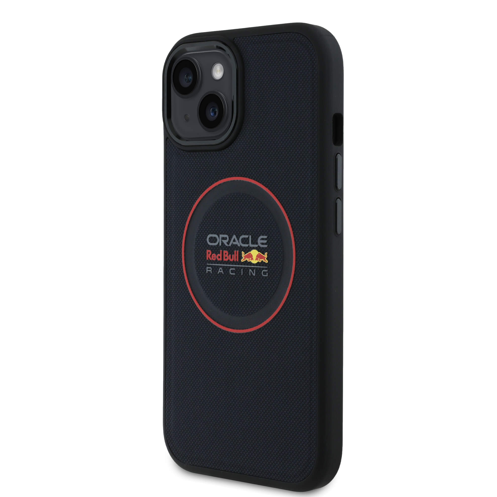 Red Bull iPhone 15 - Leather Red Ring - MagSafe Σκληρή Θήκη με Επένδυση Συνθετικού Δέρματος και Πλαίσιο Σιλικόνης - Navy - RBHMP15S24PUILVR