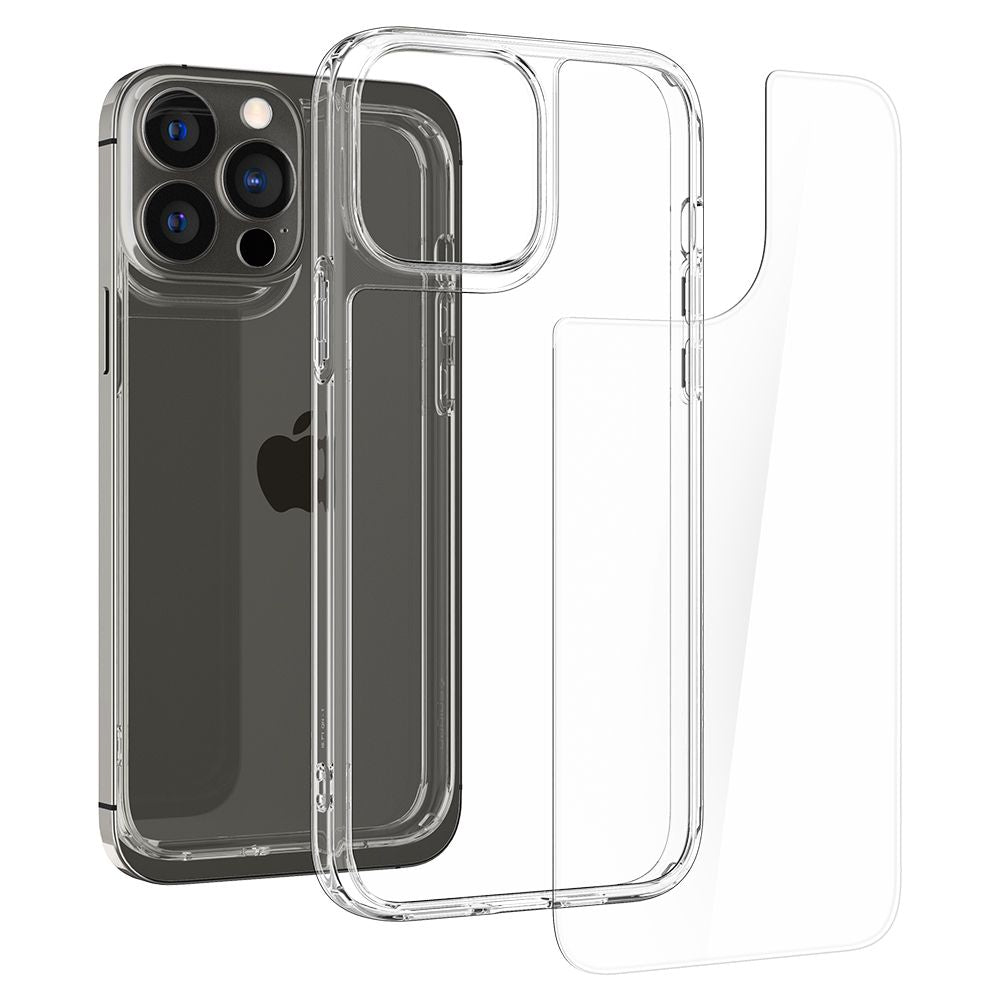 Spigen iPhone 13 Pro Quartz Hybrid Θήκη με Πλαίσιο Σιλικόνης και Όψη Γυαλιού Tempered Glass - Crystal Clear