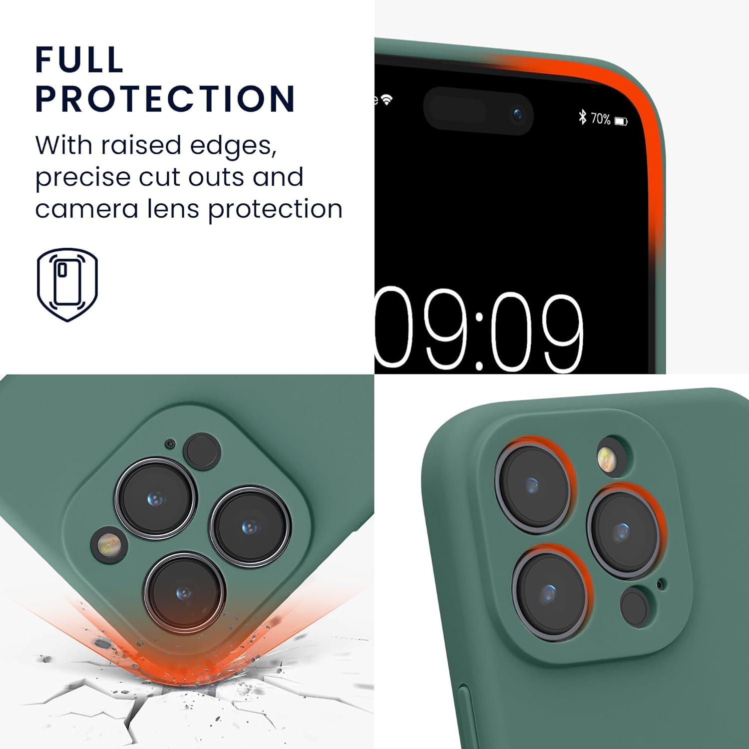 KW iPhone 15 Pro Θήκη Σιλικόνης Rubberized TPU - Forest Green