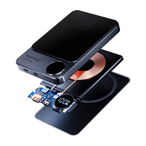 3MK MagSynergy MagSafe PowerBank 5000mAh με 1 Θύρα Type-C και 1 Θύρα Lightning - Black