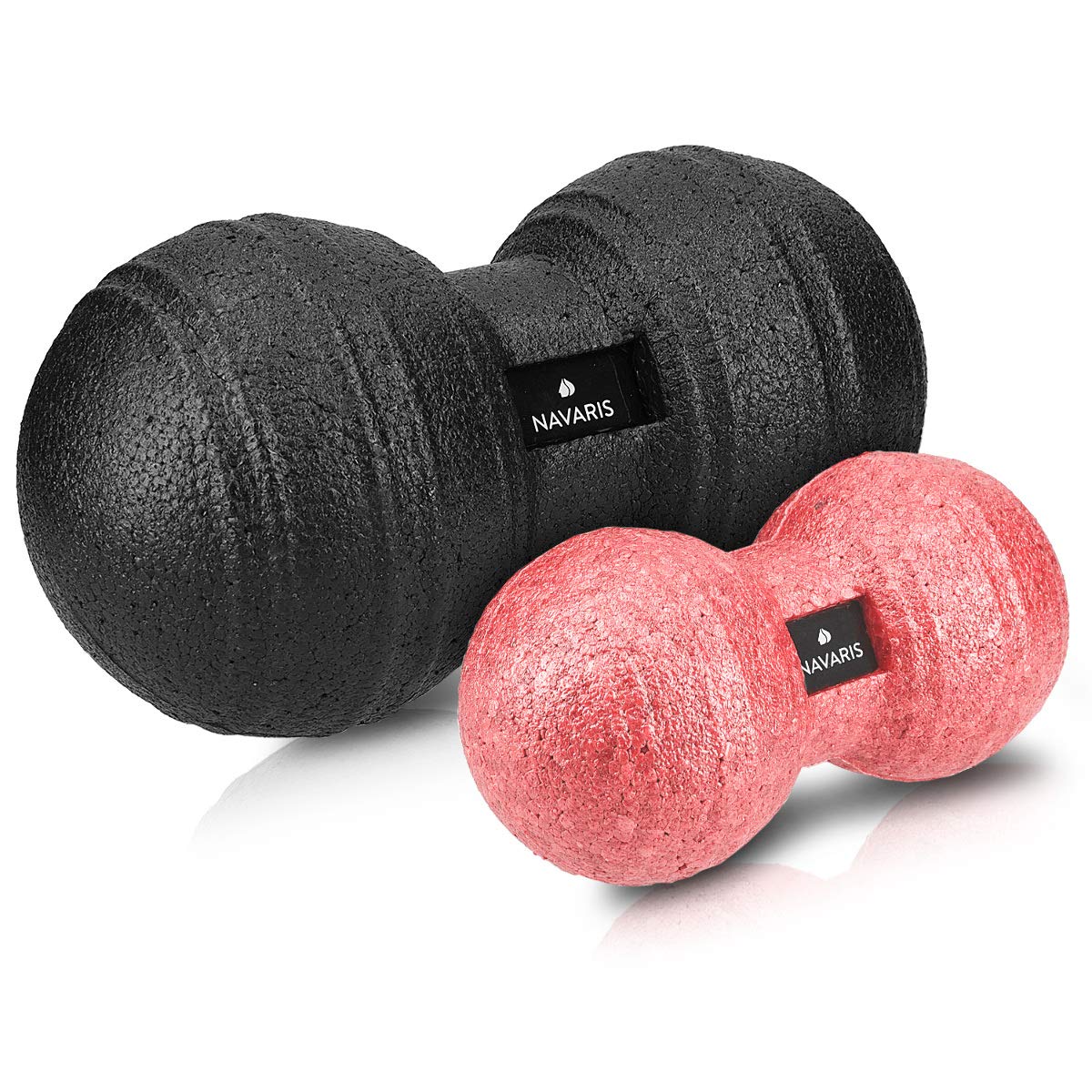 Navaris 2x Peanut Duo Massage Ball - Σετ με 2 Μπάλες Μασάζ - Black / Red - 44055.09